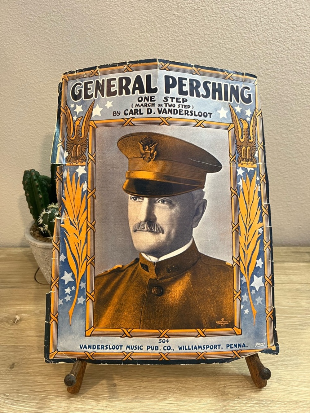 Antique 1918 General Pershing WWI‎ Sheet Music Carl D Vandersloot Starmer